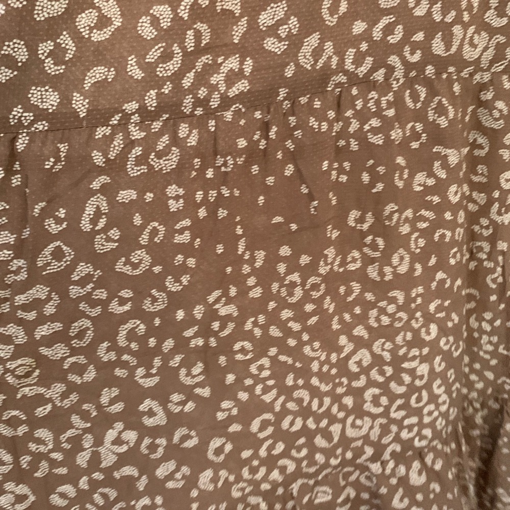 A New Day Brown Leopard‎ Print Tiered Maxi Dress Long Sleeve V-Neck Rayon Small - Picture 6 of 11